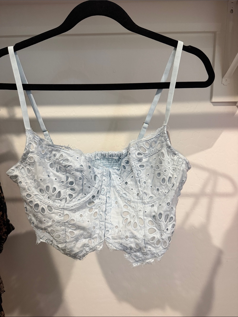 Anthropologie Pale Blue Eyelet Cropped Bustier